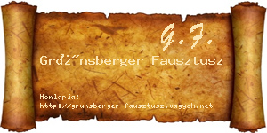 Grünsberger Fausztusz névjegykártya